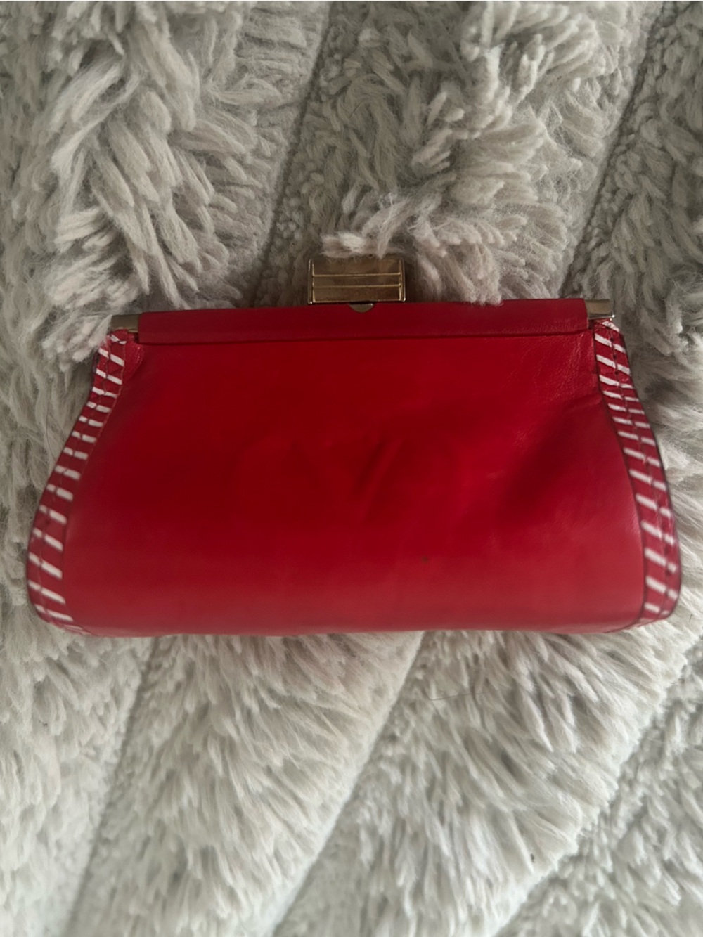 Valentino Garavani Red Leather Mini Coin Purse Pouch VG Logo Italy